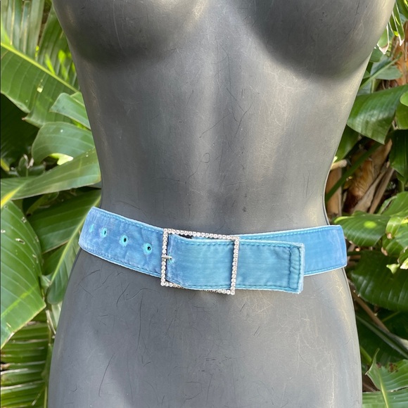 velvet belt with rhinestone buckle